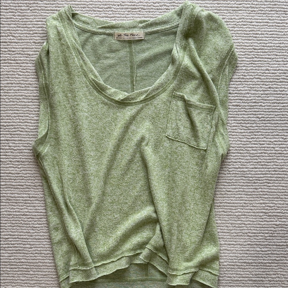 Free People Sleeveless Twist Neck Tee in Soft Lime